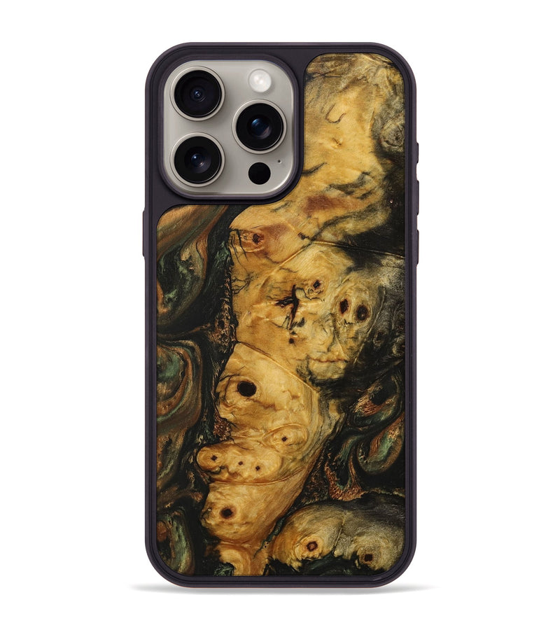 iPhone 15 Pro Max Wood+Resin Phone Case - Marissa (Green, 706359)
