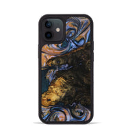 iPhone 12 Wood+Resin Phone Case - Jalen (Teal & Gold, 706385)
