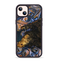 iPhone 14 Plus Wood+Resin Phone Case - Jalen (Teal & Gold, 706385)