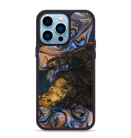 iPhone 14 Pro Max Wood+Resin Phone Case - Jalen (Teal & Gold, 706385)