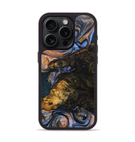 iPhone 15 Pro Wood+Resin Phone Case - Jalen (Teal & Gold, 706385)