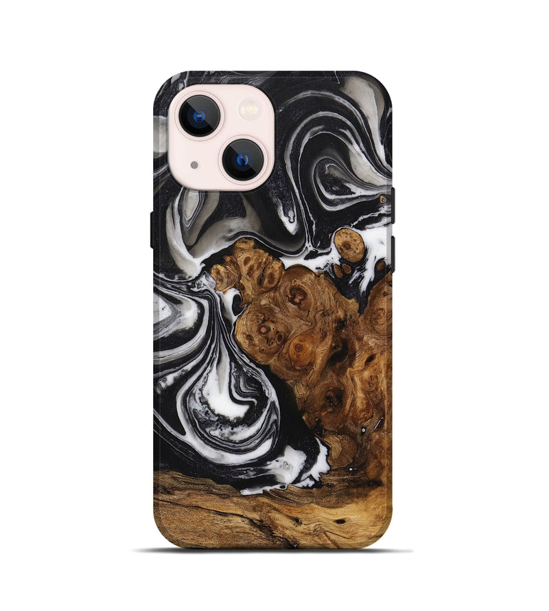 iPhone 13 mini Wood+Resin Live Edge Phone Case - Jason (Black & White, 706487)
