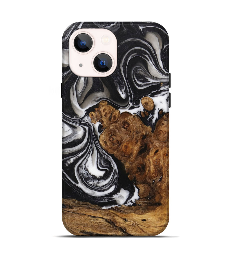 iPhone 14 Wood+Resin Live Edge Phone Case - Jason (Black & White, 706487)