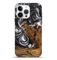 iPhone 15 Pro Max Wood+Resin Live Edge Phone Case - Jason (Black & White, 706487)