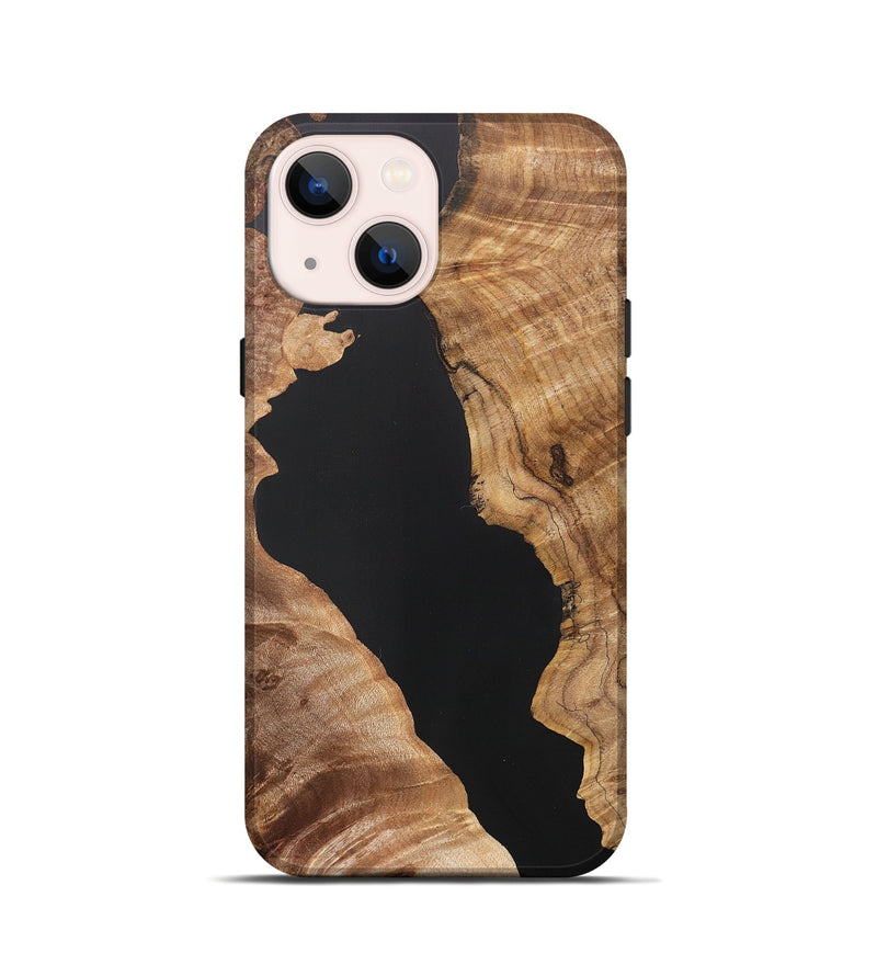 iPhone 13 mini Wood+Resin Live Edge Phone Case - Dena (Pure Black, 706500)