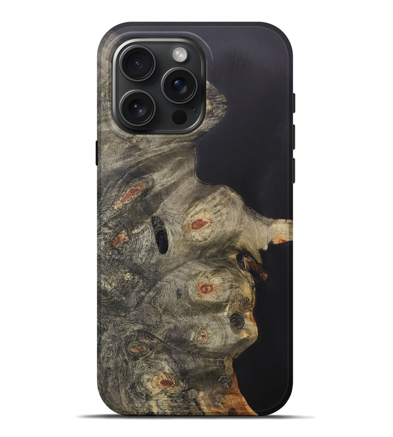 iPhone 16 Pro Max Wood+Resin Live Edge Phone Case - Sylvester (Pure Black, 706501)