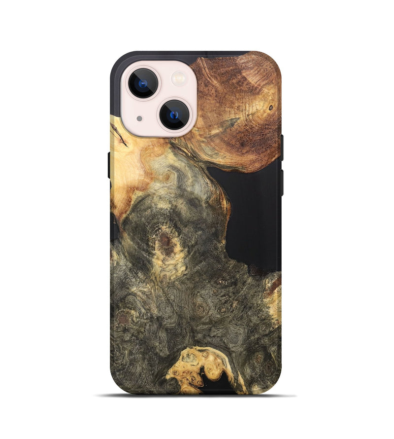 iPhone 13 mini Wood+Resin Live Edge Phone Case - Deanna (Pure Black, 706502)