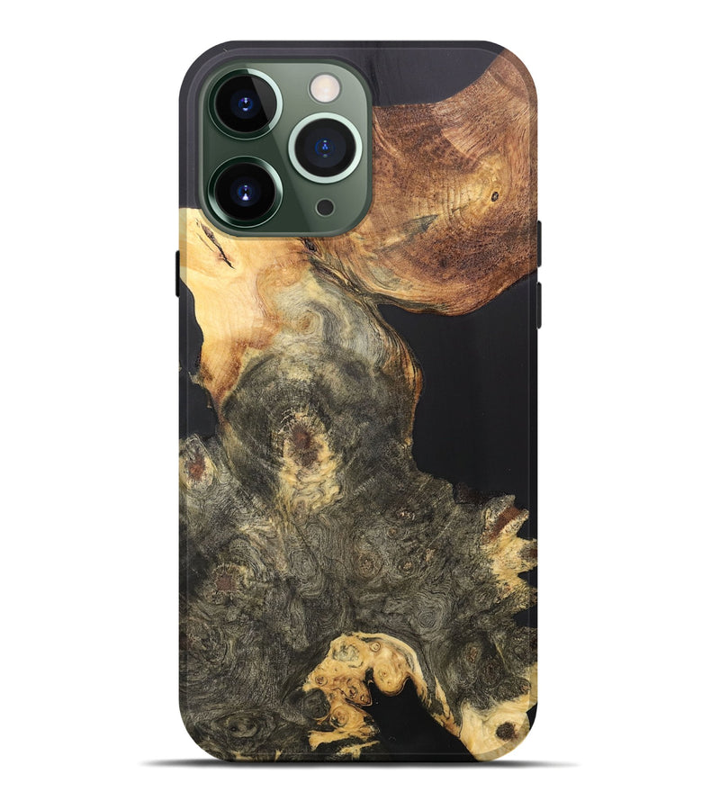 iPhone 13 Pro Max Wood+Resin Live Edge Phone Case - Deanna (Pure Black, 706502)