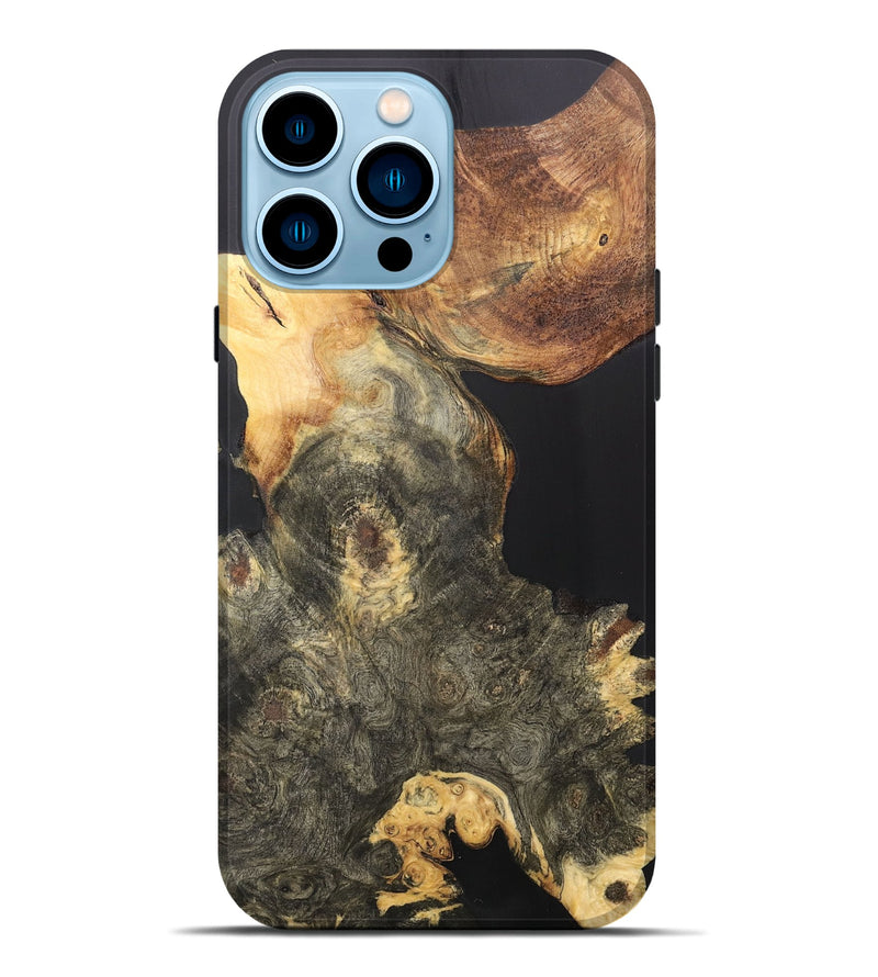 iPhone 14 Pro Max Wood+Resin Live Edge Phone Case - Deanna (Pure Black, 706502)