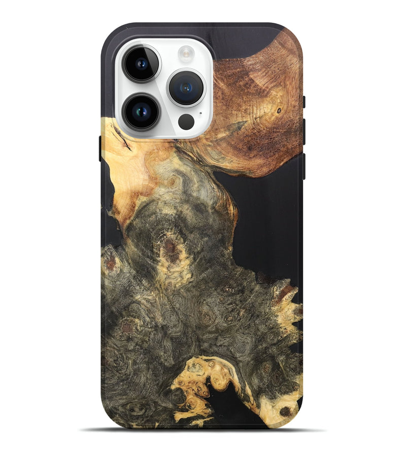 iPhone 15 Pro Max Wood+Resin Live Edge Phone Case - Deanna (Pure Black, 706502)