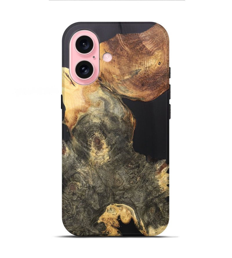 iPhone 16 Wood+Resin Live Edge Phone Case - Deanna (Pure Black, 706502)