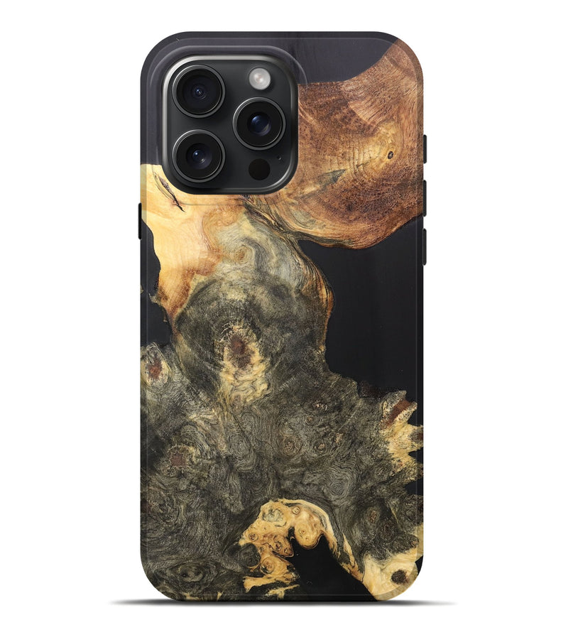 iPhone 16 Pro Max Wood+Resin Live Edge Phone Case - Deanna (Pure Black, 706502)