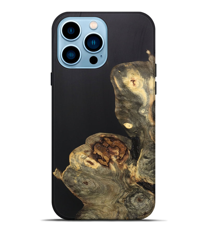 iPhone 14 Pro Max Wood+Resin Live Edge Phone Case - Salvatore (Pure Black, 706505)