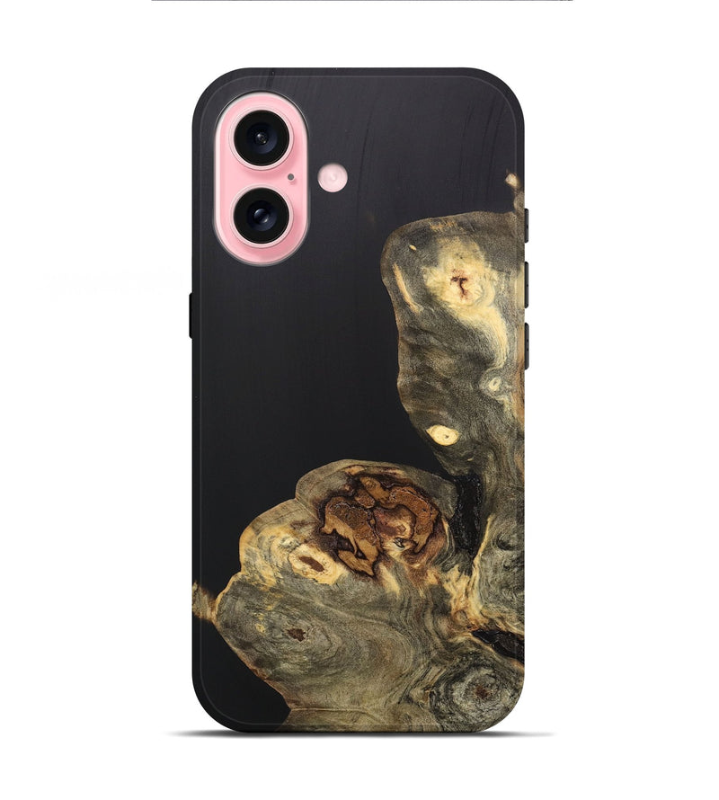 iPhone 16 Wood+Resin Live Edge Phone Case - Salvatore (Pure Black, 706505)