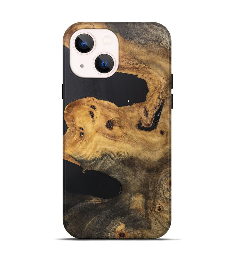 iPhone 14 Wood+Resin Live Edge Phone Case - Makayla (Pure Black, 706511)