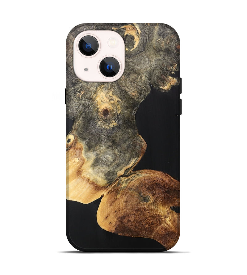 iPhone 14 Wood+Resin Live Edge Phone Case - Ezra (Pure Black, 706512)