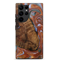 Galaxy S22 Ultra Wood+Resin Live Edge Phone Case - Karissa (Teal & Gold, 706550)