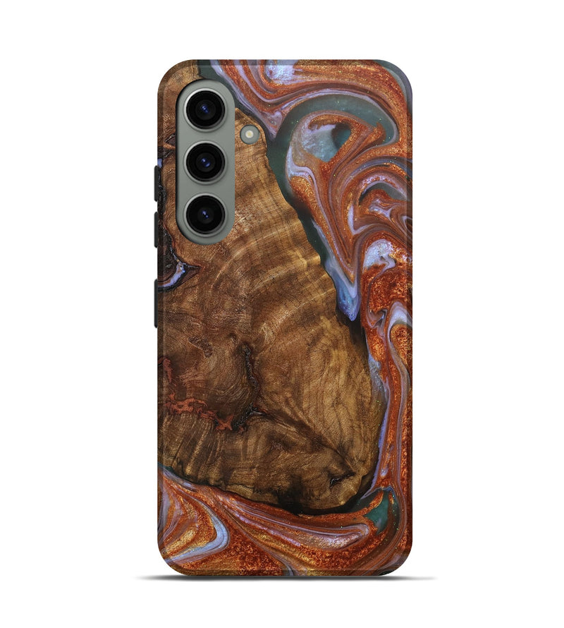 Galaxy S24 Wood+Resin Live Edge Phone Case - Karissa (Teal & Gold, 706550)