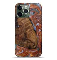 iPhone 13 Pro Max Wood+Resin Live Edge Phone Case - Karissa (Teal & Gold, 706550)
