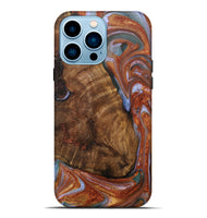 iPhone 14 Pro Max Wood+Resin Live Edge Phone Case - Karissa (Teal & Gold, 706550)