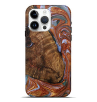 iPhone 15 Pro Max Wood+Resin Live Edge Phone Case - Karissa (Teal & Gold, 706550)