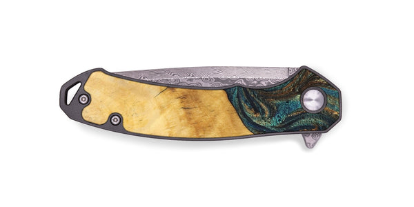 EDC Wood+Resin Pocket Knife - Leilani (Teal & Gold, 706851)