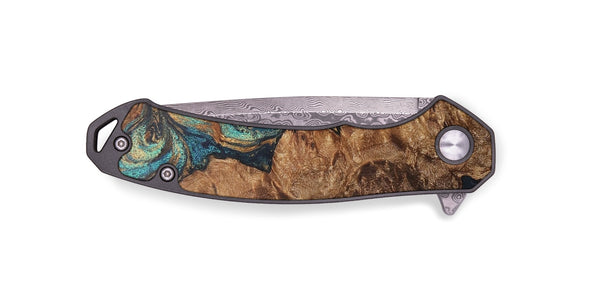 EDC Wood+Resin Pocket Knife - Mabel (Teal & Gold, 706853)