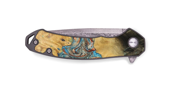 EDC Wood+Resin Pocket Knife - Bianca (Teal & Gold, 706857)