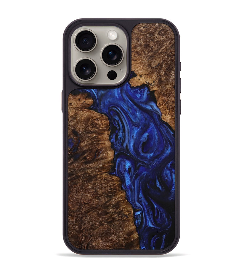 iPhone 15 Pro Max Wood+Resin Phone Case - Kira (Blue, 706927)