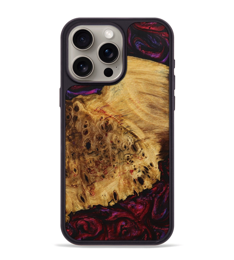iPhone 15 Pro Max Wood+Resin Phone Case - Rhonda (Red, 706997)