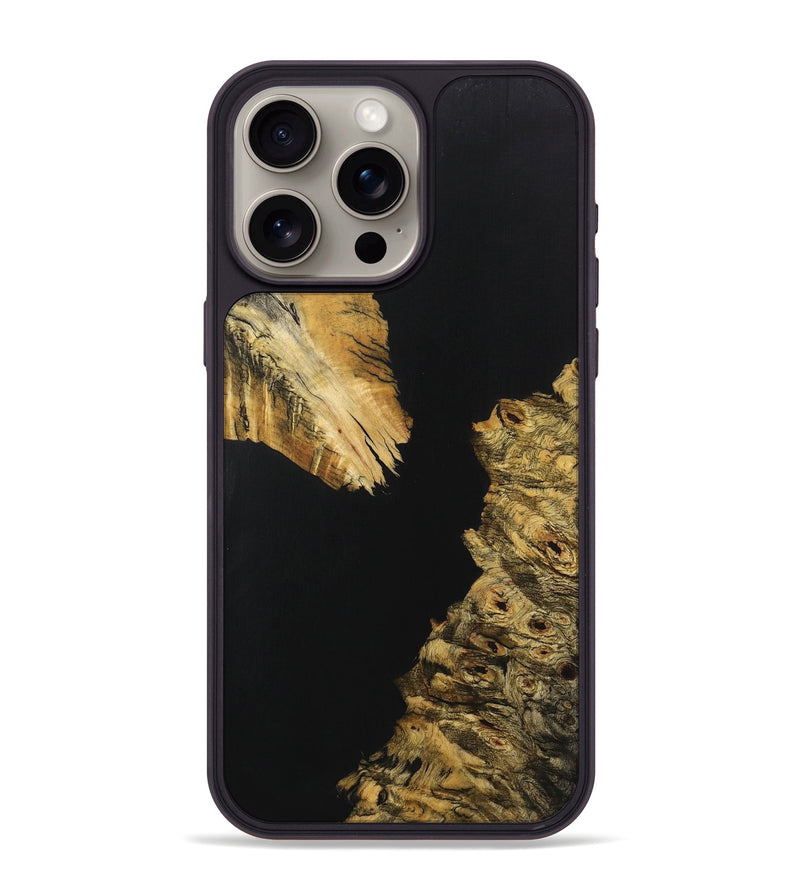 iPhone 15 Pro Max Wood+Resin Phone Case - Ellie (Pure Black, 707003)