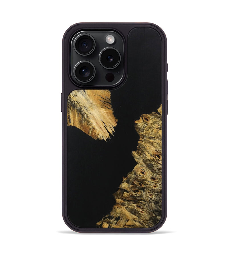 iPhone 15 Pro Wood+Resin Phone Case - Ellie (Pure Black, 707003)