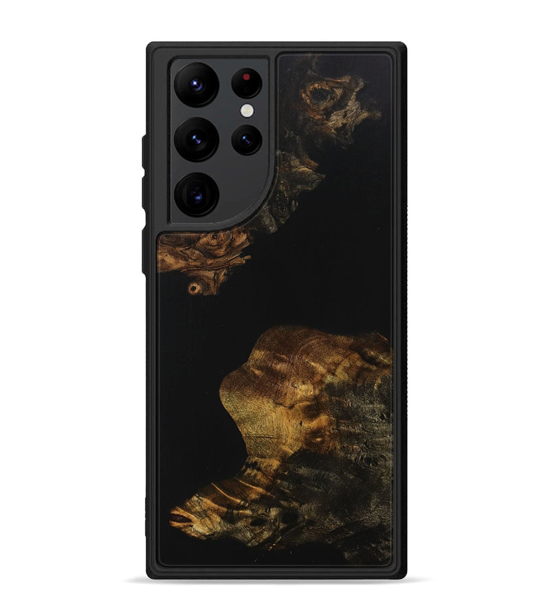 Galaxy S22 Ultra Wood+Resin Phone Case - Stephanie (Pure Black, 707006)