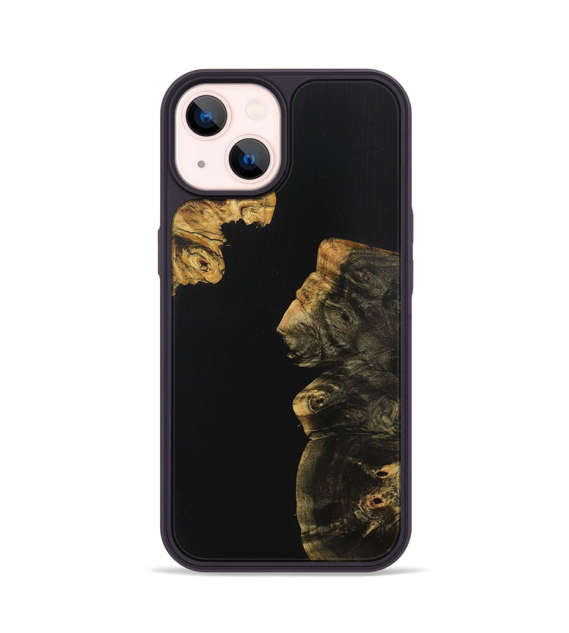 iPhone 14 Wood+Resin Phone Case - Baylee (Pure Black, 707014)