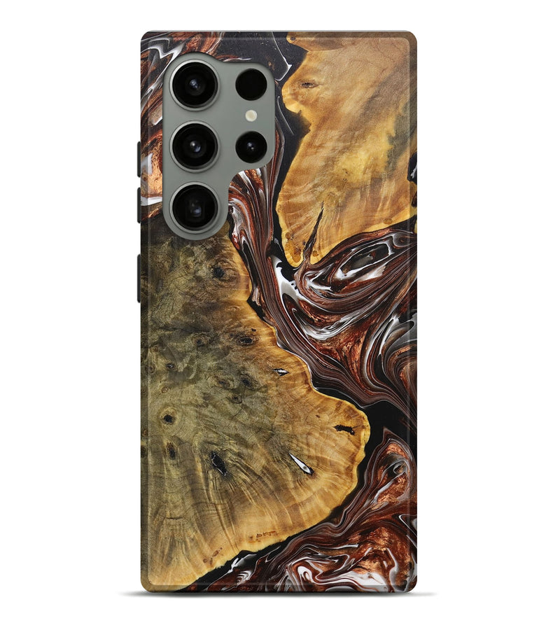 Galaxy S24 Ultra Wood+Resin Live Edge Phone Case - Jennifer (Black & White, 707086)