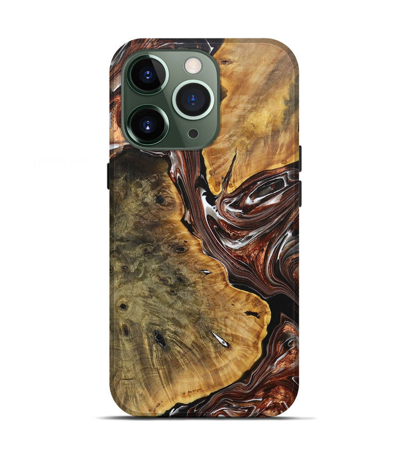 iPhone 13 Pro Wood+Resin Live Edge Phone Case - Jennifer (Black & White, 707086)