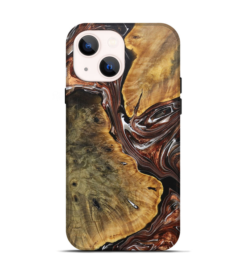 iPhone 14 Wood+Resin Live Edge Phone Case - Jennifer (Black & White, 707086)