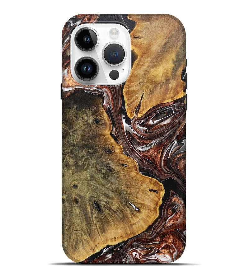 iPhone 15 Pro Max Wood+Resin Live Edge Phone Case - Jennifer (Black & White, 707086)