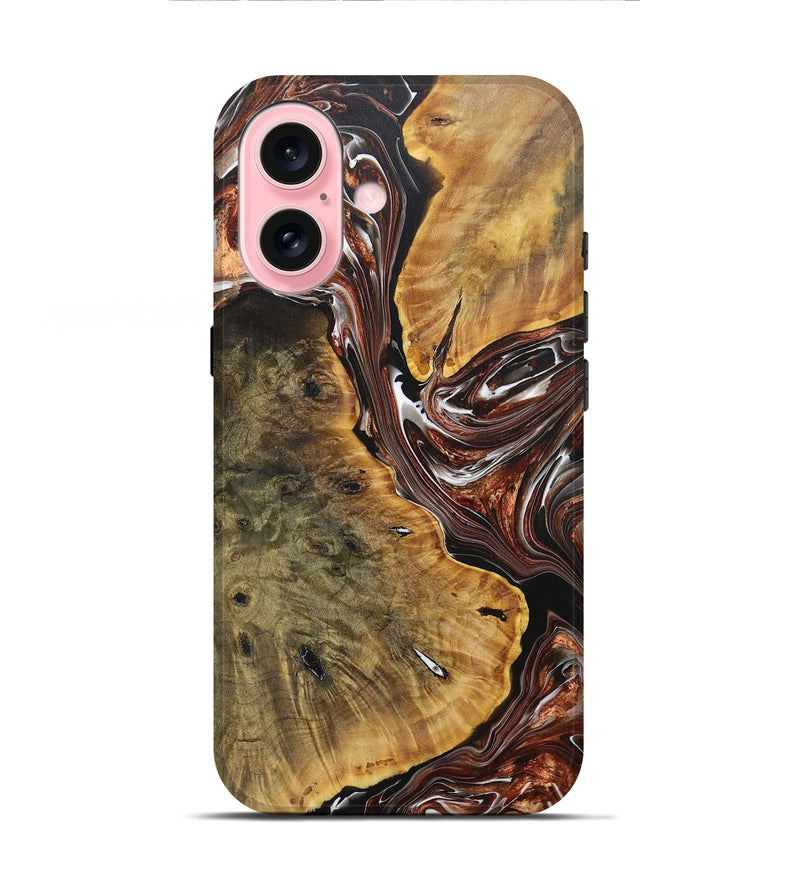 iPhone 16 Wood+Resin Live Edge Phone Case - Jennifer (Black & White, 707086)