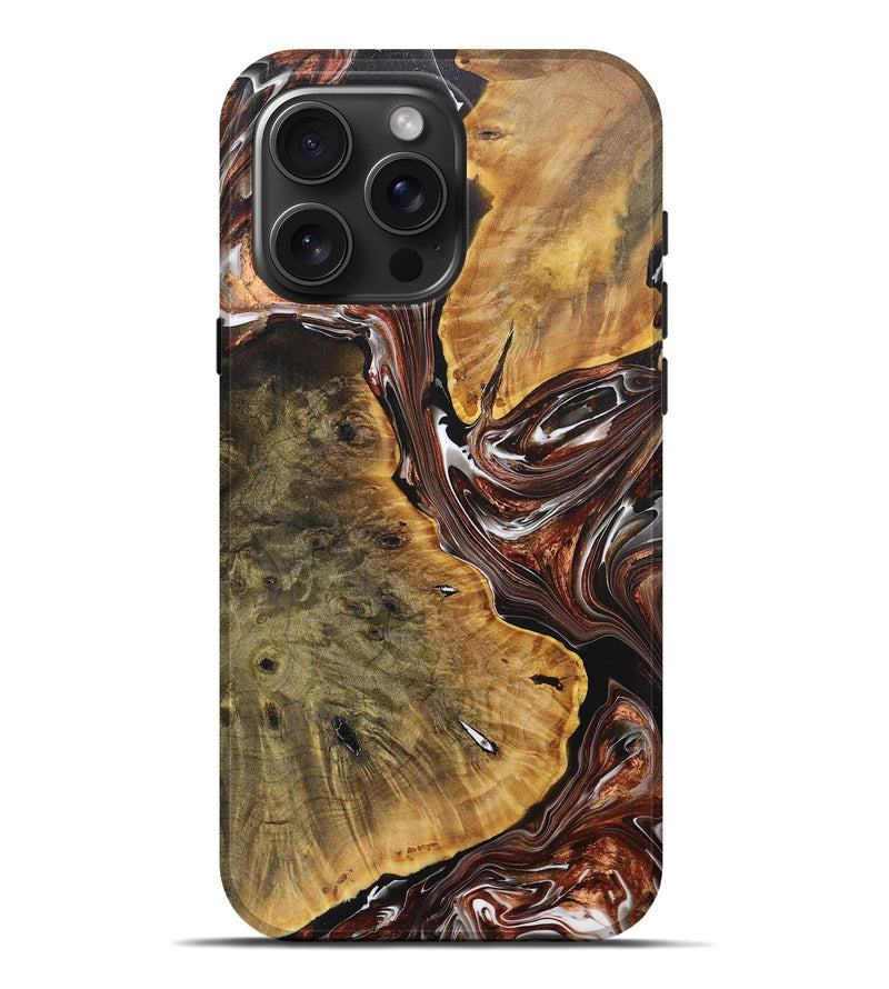 iPhone 16 Pro Max Wood+Resin Live Edge Phone Case - Jennifer (Black & White, 707086)