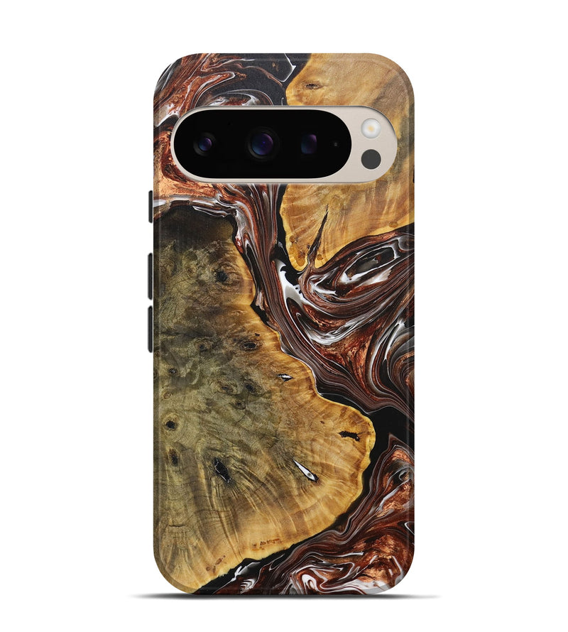 Pixel 9 Wood+Resin Live Edge Phone Case - Jennifer (Black & White, 707086)