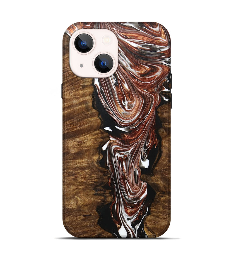 iPhone 14 Wood+Resin Live Edge Phone Case - Ray (Black & White, 707088)