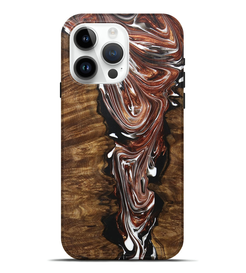 iPhone 15 Pro Max Wood+Resin Live Edge Phone Case - Ray (Black & White, 707088)