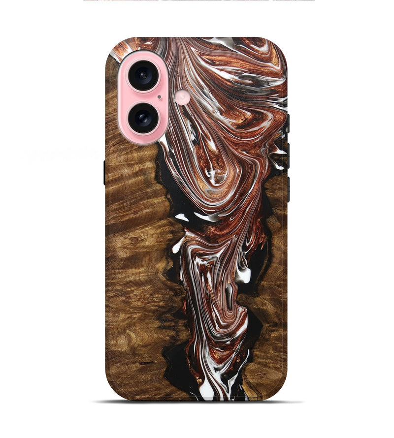 iPhone 16 Wood+Resin Live Edge Phone Case - Ray (Black & White, 707088)