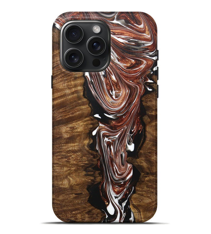 iPhone 16 Pro Max Wood+Resin Live Edge Phone Case - Ray (Black & White, 707088)