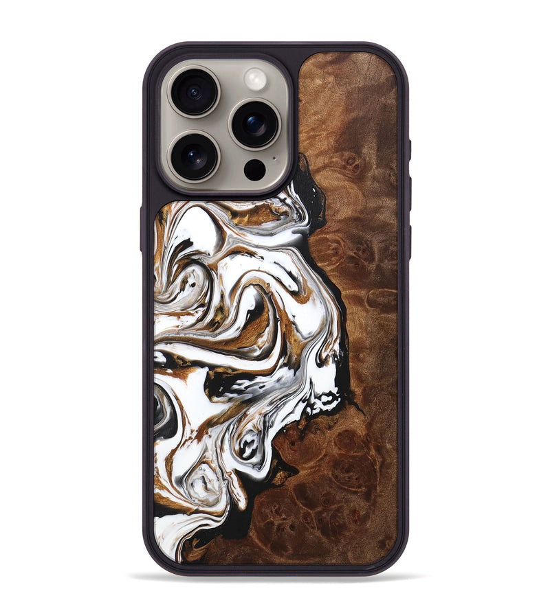 iPhone 15 Pro Max Wood+Resin Phone Case - Kiana (Black & White, 707105)