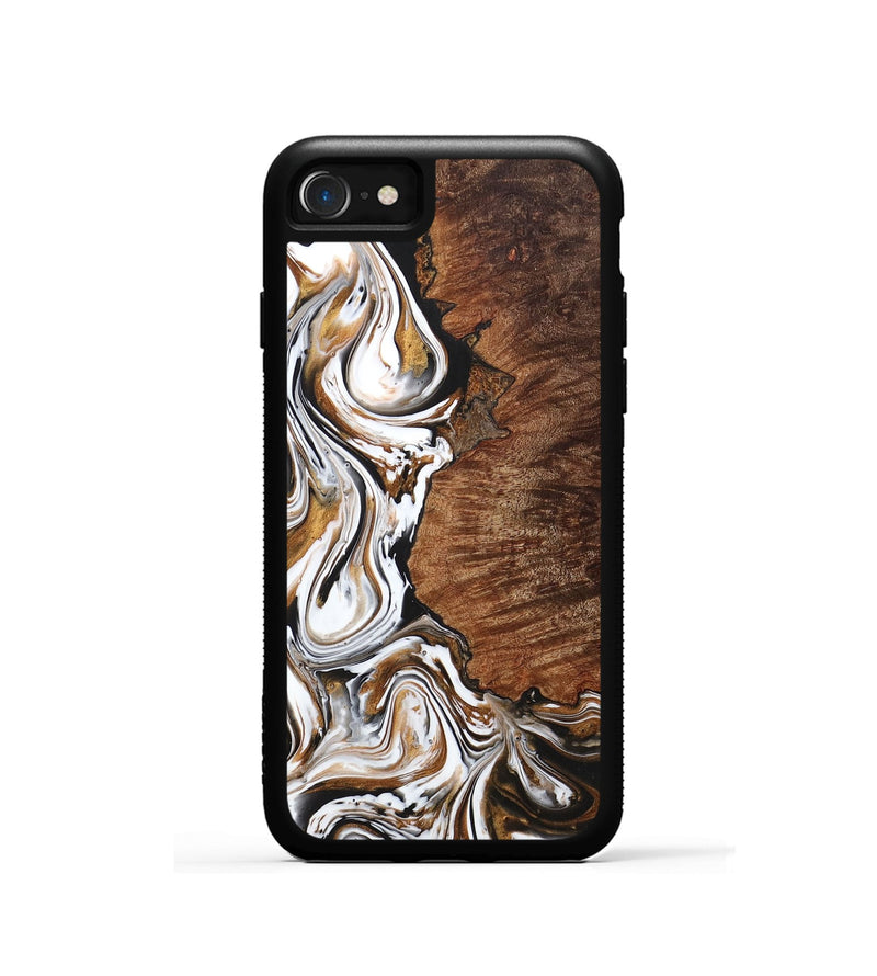 iPhone SE Wood+Resin Phone Case - Caitlin (Black & White, 707107)