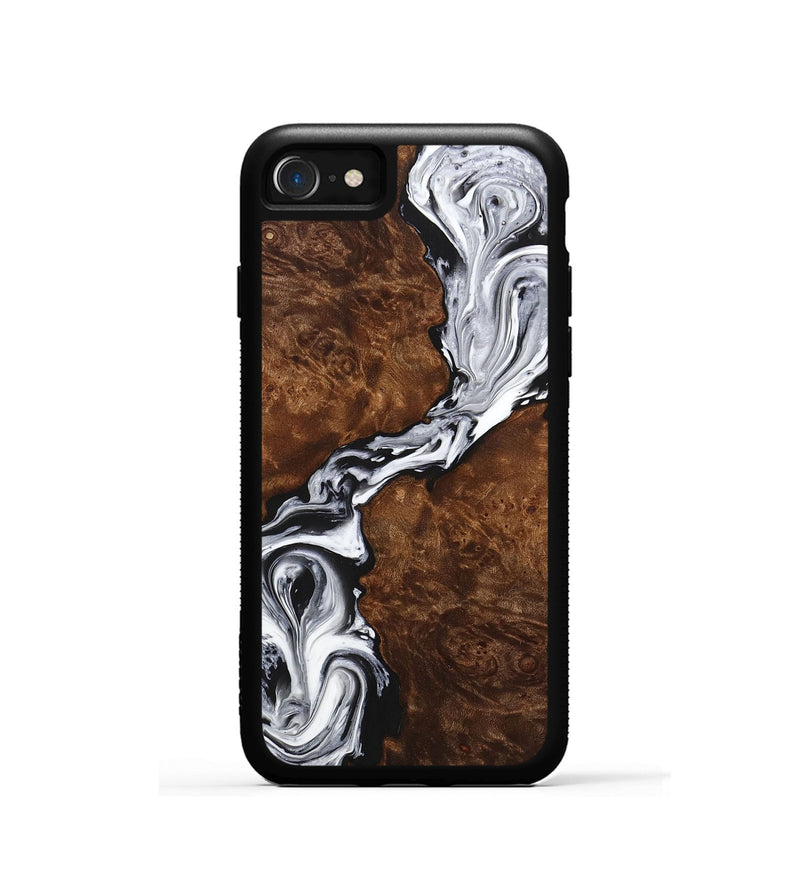 iPhone SE Wood+Resin Phone Case - Theresa (Black & White, 707109)