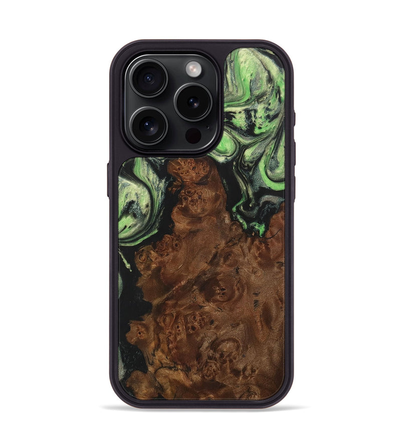 iPhone 15 Pro Wood+Resin Phone Case - Kyle (Green, 707172)