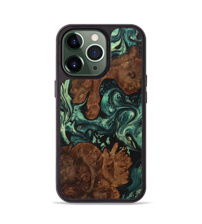 iPhone 13 Pro Wood+Resin Phone Case - Giselle (Green, 707175)